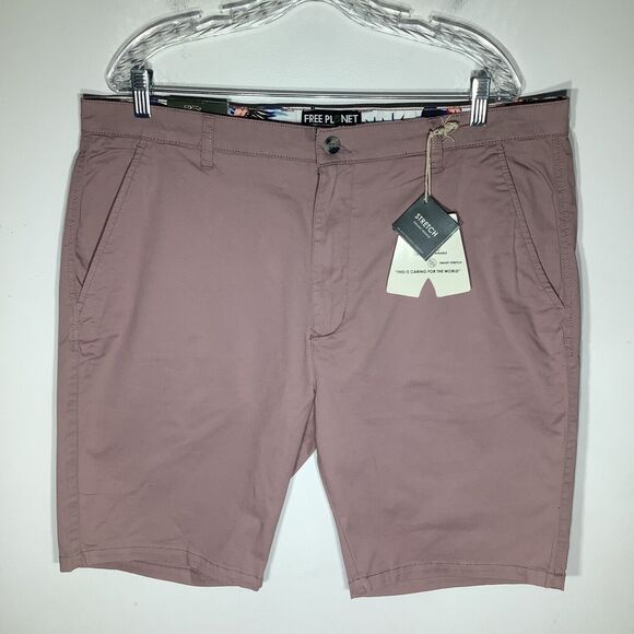 Free Planet Mens Chino Shorts Faded Purple Size 38 NWT - Picture 2 of 12